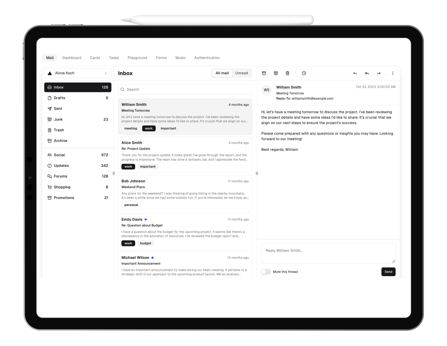 Product Screenshot on Tablet